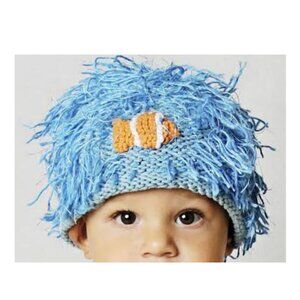 New Toddler Boy Zooni Mop Top Hat Blue Under The Sea Fish Fun Funky Size 2-5 Y